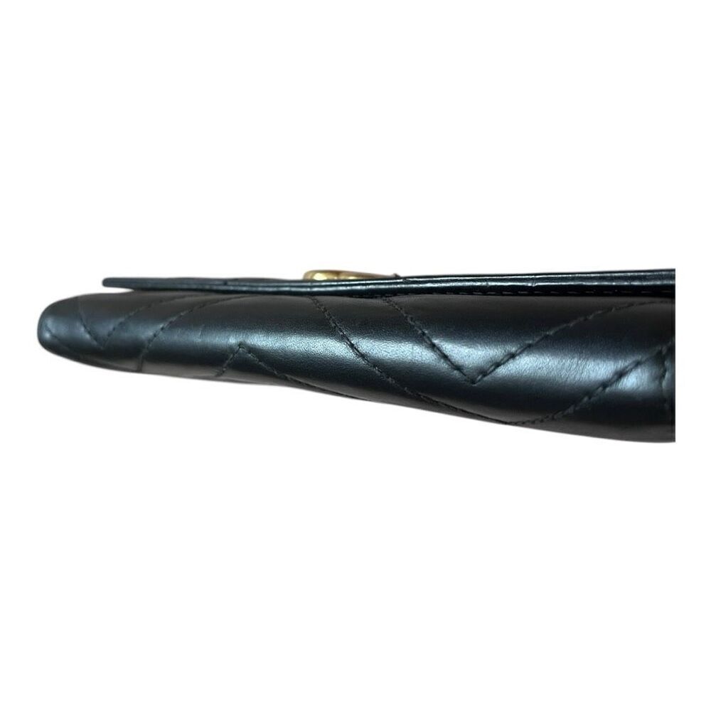 Gucci GG Marmont Matelassé Chevron Leather Flap Long Continental Wallet Black GU - Picture 5 of 5